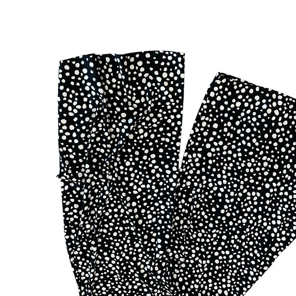 black and white high waisted lightweight super wide leg pants polka dot - Picture 6 of 14